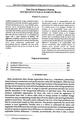 The Use of Foreign Forms to Circumvent Local Liability Rules