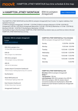 HAMPTON JITNEY MONTAUK Bus Time Schedule & Line Route