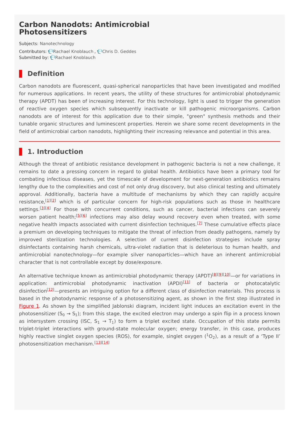 Carbon Nanodots: Antimicrobial Photosensitizers | Encyclopedia