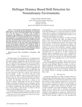 Hellinger Distance Based Drift Detection for Nonstationary Environments