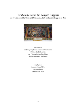 Der Buon Governo Des Pompeo Ruggieri. Die Fresken Von Cherubino Und Giovanni Alberti Im Palazzo Ruggieri in Rom