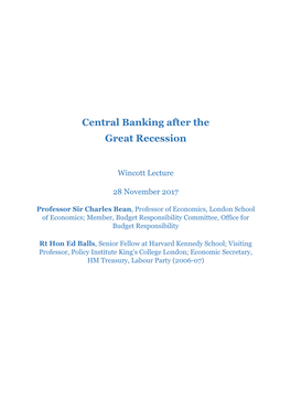 Central Banking After the Great Recession