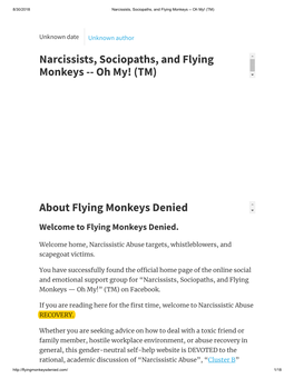 About Flying Monkeys Denied Narcissists, Sociopaths