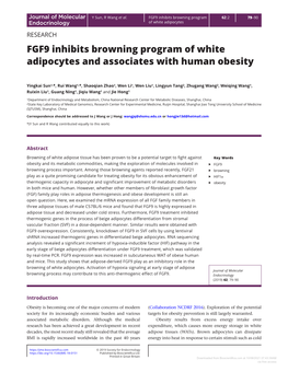 FGF9 Inhibits Browning Program of White Adipocytes and Associates with Human Obesity