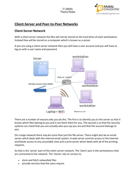 Client‐Server and Peer‐To‐Peer Networks Client‐Server Network
