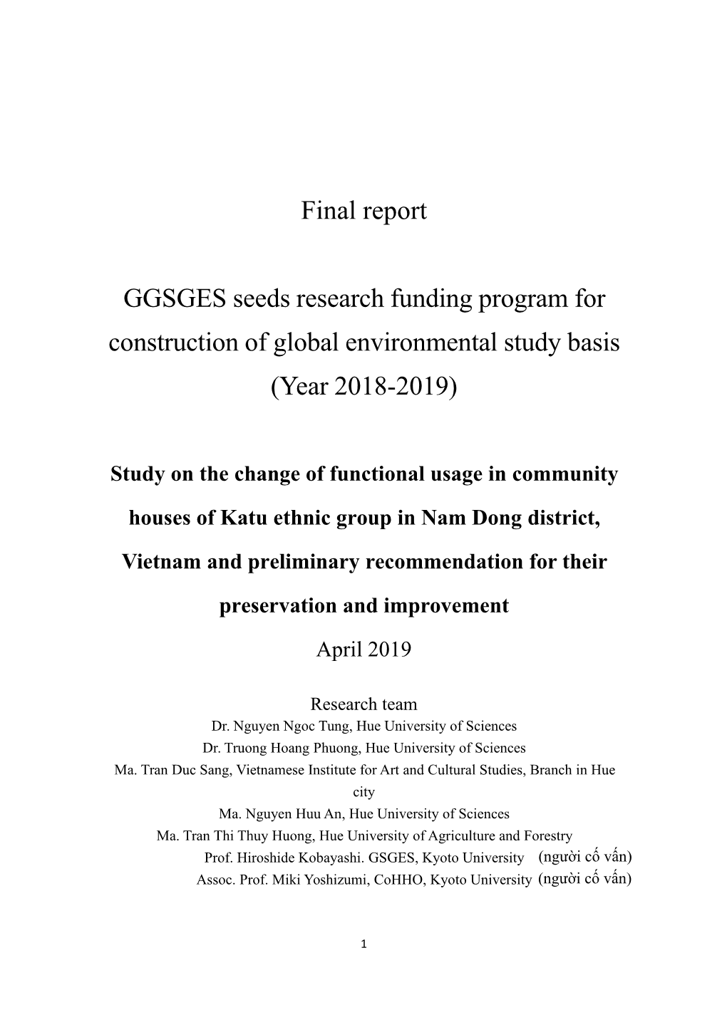 Final Report GGSGES Seeds Research Funding Program for Construction Of