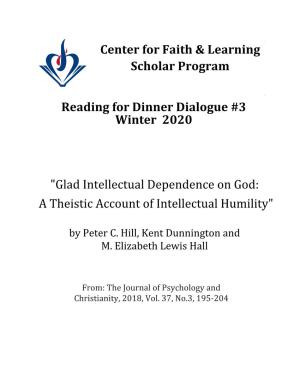 Glad Intellectual Dependence on God: a Theistic Account of Intellectual Humility"