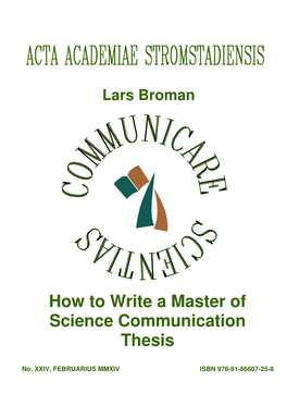 How to Write a Master of Science Communication Thesis
