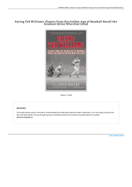 Read PDF Facing Ted Williams: Players from the Golden Age Of