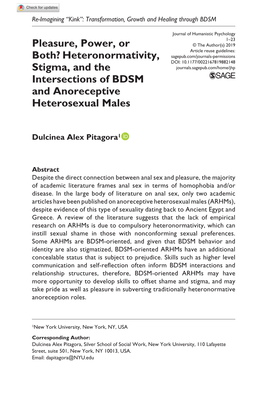 Heteronormativity, Stigma, and the Intersections of BDSM And