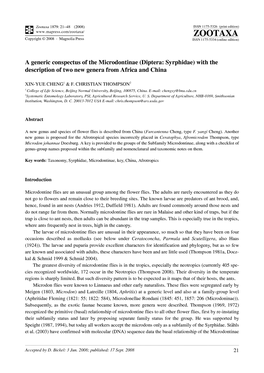 Diptera: Syrphidae) with the Description of Two New Genera from Africa and China
