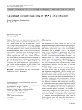 An Approach to Quality Engineering of TTCN-3 Test Specifications