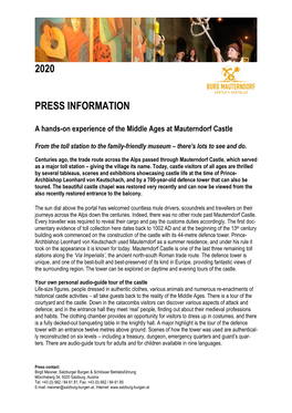 2020 PRESS INFORMATION a Hands-On