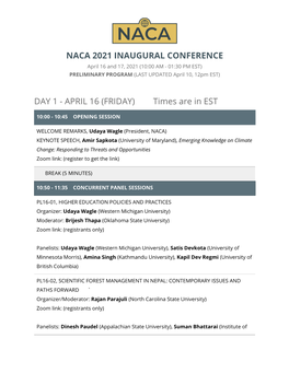 NACA 2021 Conference