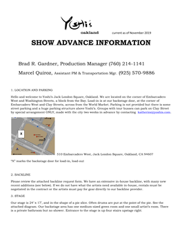 Show Advance Information