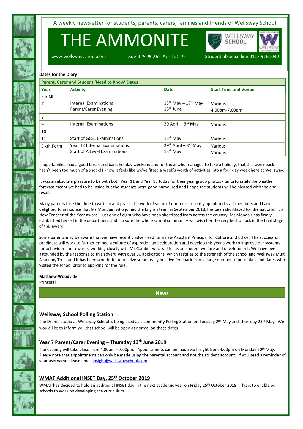 THE AMMONITE Th Student Absence Line 0117 9161030 Issue 925  26 April 2019