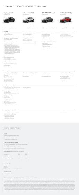 2020 Mazda Cx-30 Package Comparison