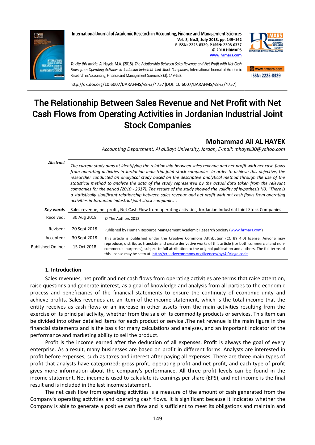 The Relationship Between Sales Revenue and Net Profit with Net