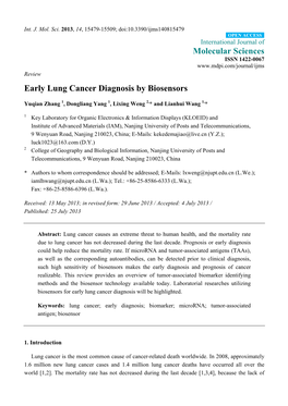Early Lung Cancer Diagnosis by Biosensors