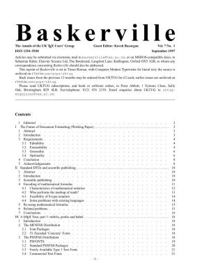 Baskerville the Annals of the UK TEX Users’ Group Guest Editor: Kaveh Bazargan Vol
