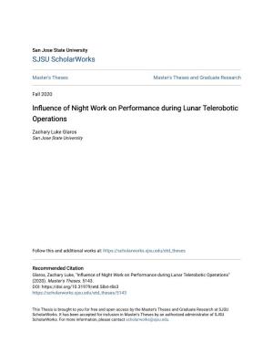 Influence of Night Work on Performance During Lunar Telerobotic Operations