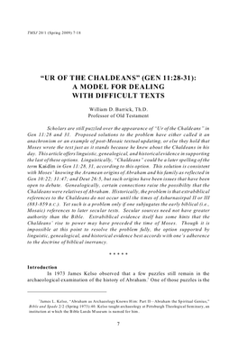 “Ur of the Chaldeans” (Gen 11:28-31): a Model for Dealing with Difficult Texts