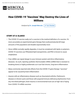 How COVID-19 'Vaccines' May Destroy the Lives of Millions 2/7/21, 8:17 AM