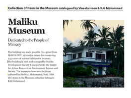 Maliku Museum Collection for Seacology