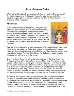 Story of Joyous Purim