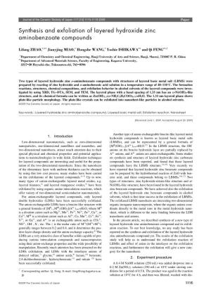 Synthesis and Exfoliation of Layered Hydroxide Zinc Aminobenzoate Compounds