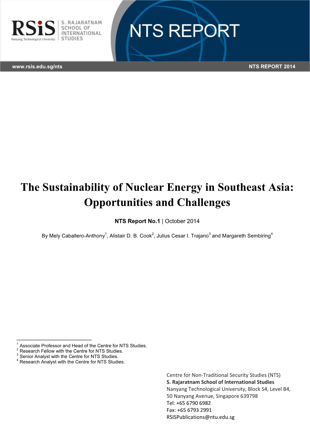 The Sustainability of Nuclear Energy in Southeast Asia: Opportunities and Challenges