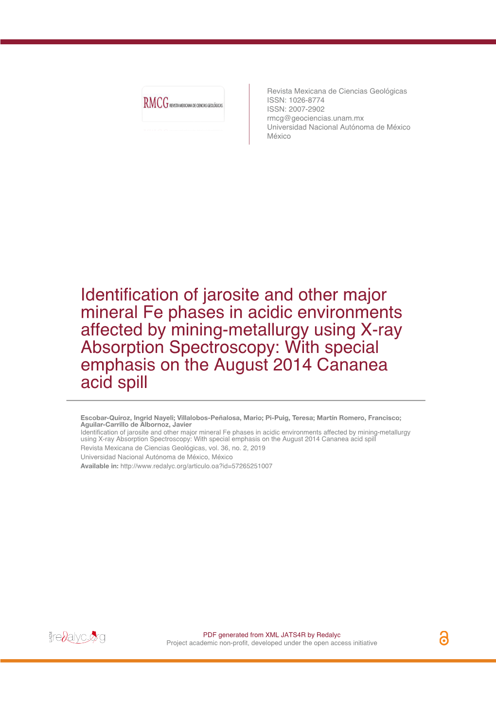 Identification of Jarosite and Other Major Mineral Fe Phases in Acidic