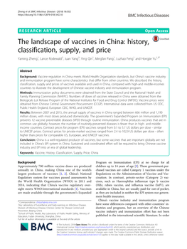 The Landscape of Vaccines in China: History, Classification, Supply, and Price