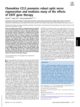Chemokine CCL5 Promotes Robust Optic Nerve Regeneration and Mediates Many of the Effects of CNTF Gene Therapy