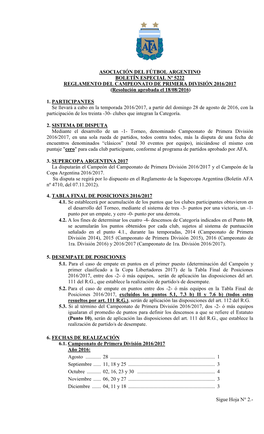 REGLAMENTO DEL CAMPEONATO DE PRIMERA DIVISIÓN 2016/2017 (Resolución Aprobada El 18/08/2016)