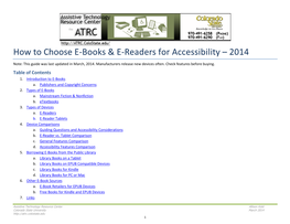 How to Choose E-Books & E-Readers for Accessibility – 2014