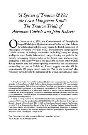 The Treason Trials of Abraham Carlisle and John Roberts
