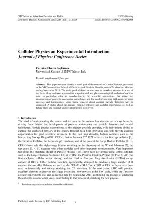 Collider Physics an Experimental Introduction-V6
