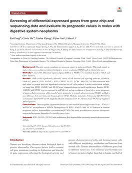 Screening of Differential Expressed Genes from Gene Chip and Sequencing Data and Evaluate Its Prognostic Values in Males with Digestive System Neoplasms