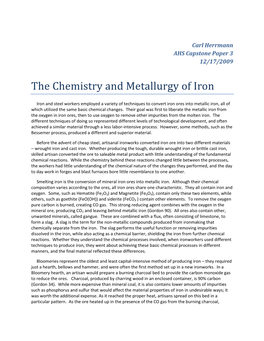 The Chemistry and Metallurgy of Iron