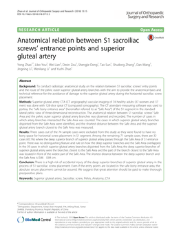Anatomical Relation Between S1 Sacroiliac Screws' Entrance Points