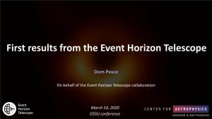 First Results from the Event Horizon Telescope