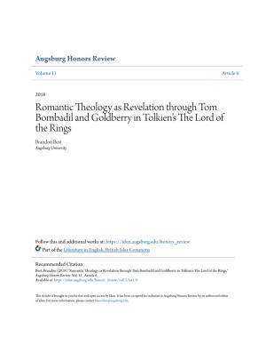 Romantic Theology As Revelation Through Tom Bombadil and Goldberry in Tolkien’S the Lord of the Rings Brandon Best Augsburg University