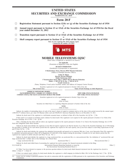 UNITED STATES SECURITIES and EXCHANGE COMMISSION Form 20-F MOBILE TELESYSTEMS OJSC