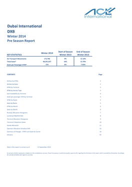 Dubai International DXB Winter 2014 Pre Season Report