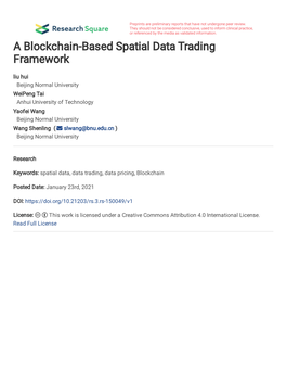 A Blockchain-Based Spatial Data Trading Frame