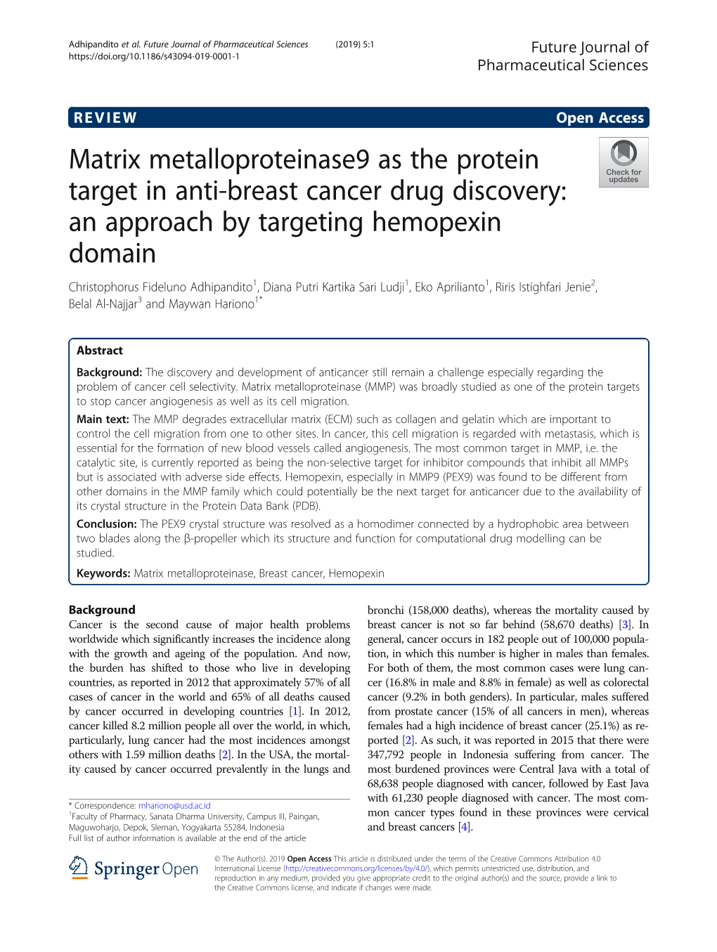 Matrix Metalloproteinase9 As the Protein Target in Anti-Breast Cancer