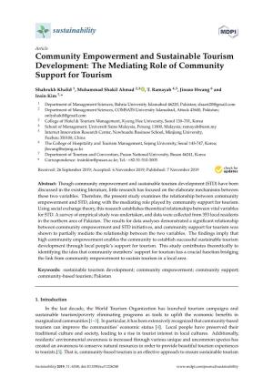 Community Empowerment and Sustainable Tourism Development: the Mediating Role of Community Support for Tourism