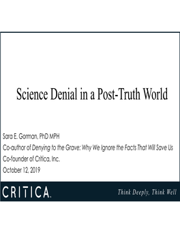 Science Denial in a Post-Truth World