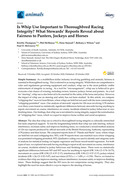 What Stewards' Reports Reveal About Fairness to Punters, Jockeys and H